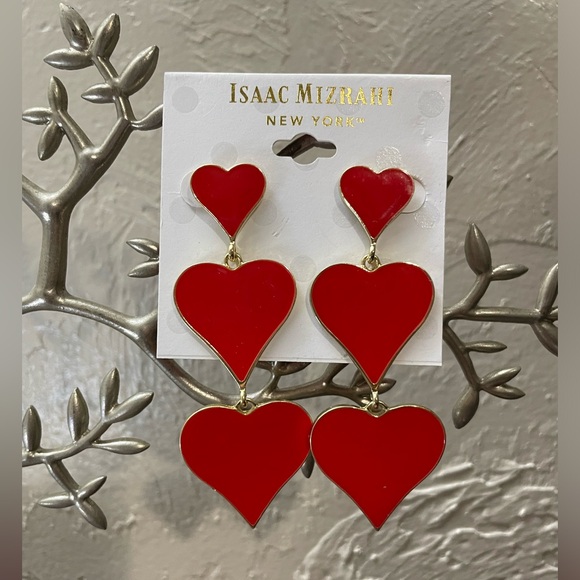 Isaac Mizrahi Dangling Heart Earrings - Picture 1 of 2